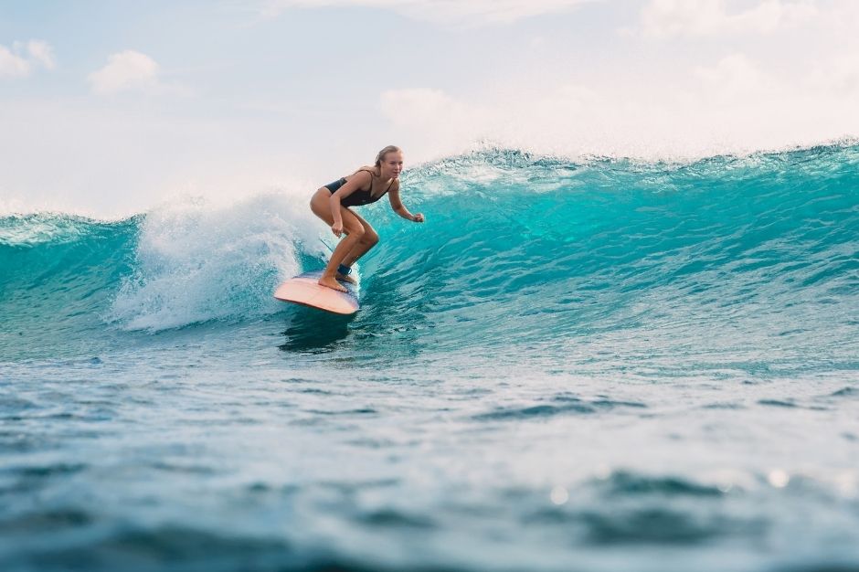 Woman surfing in Tenerife