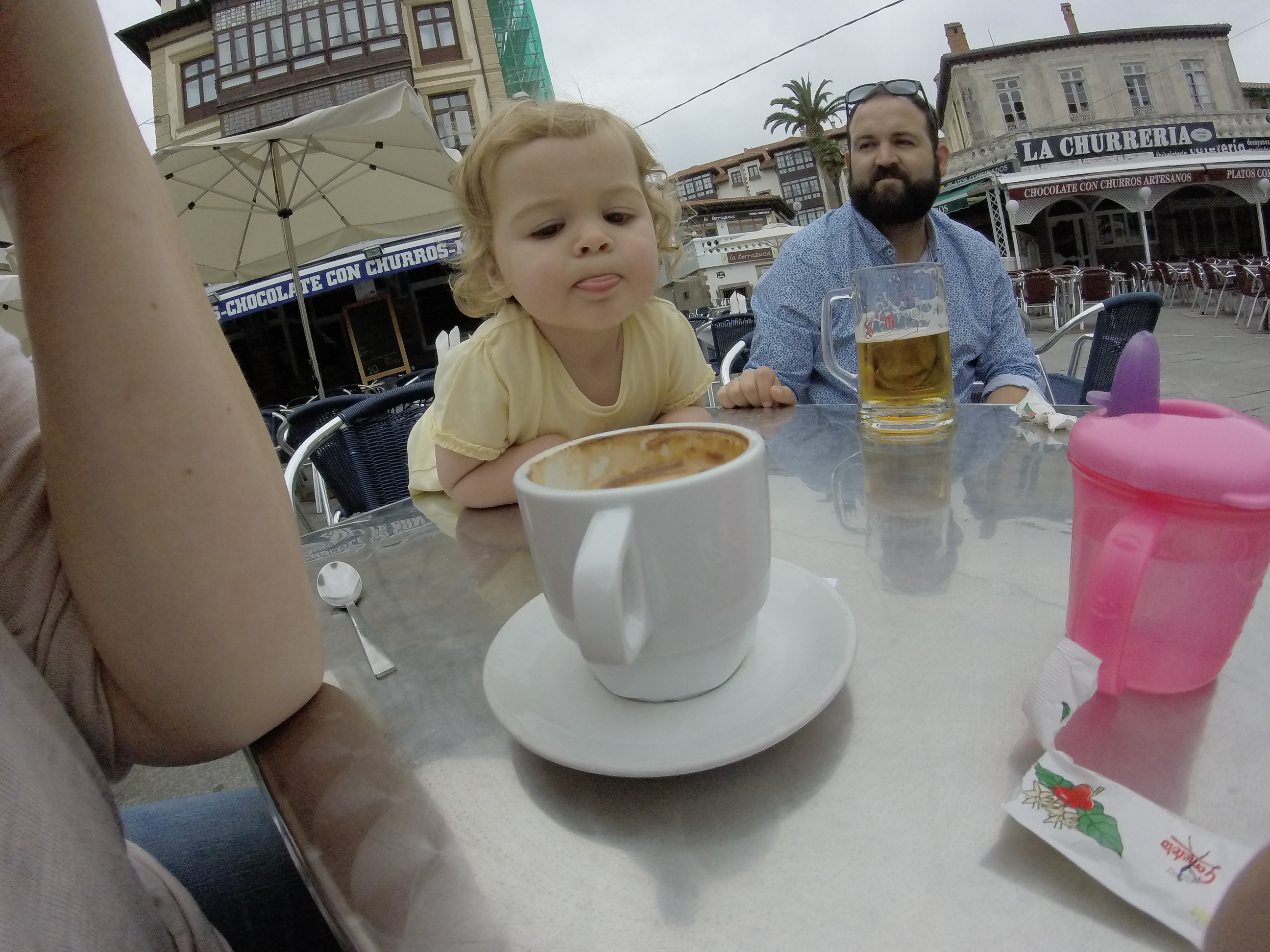 Taking a coffee break in Comillas, Spain