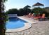 A view across the pool and terrace