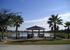 Fishing pier and pretty gazebo on largest lake