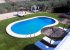 A view of the pool & garden from  above the downstairs kitchen.