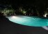 The swimming pool at night.