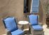 All outdoor chairs with beautiful outdoor fabrics, on terrace