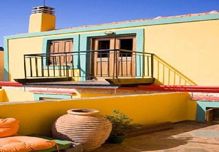 Village House in Koskinou, Rhodes: cliff house from outside