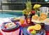 Al fresco dining with quality melamine pool plateware and glassware