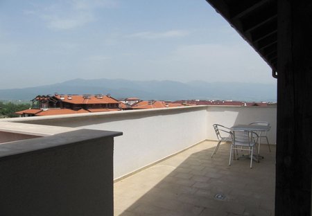 Penthouse Apartment in Bansko, Bulgaria: Spacious terrace with mountain views